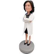 Custom Female Doctor Bobblehead Arms Crossed - Personalized Medical Gift for Her