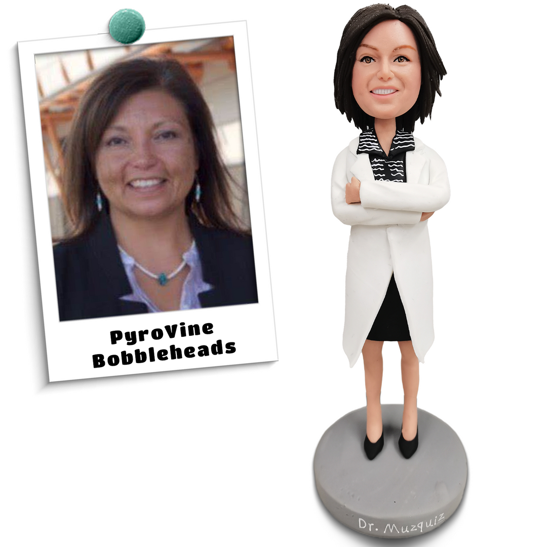 Custom Female Doctor Bobblehead Arms Crossed - Personalized Medical Gift for Her