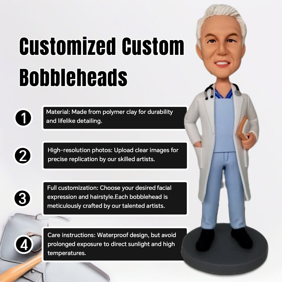 Custom Doctor Bobblehead With Stethoscope - Personalized Medical Gift for Him