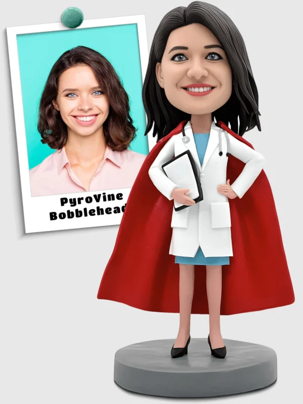 Super Doctor in White Coat Custom Bobblehead – A Lifesaver